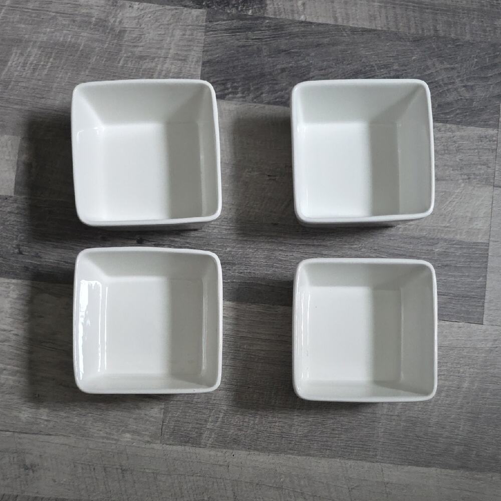 White Square Ceramic Ramekin Set, 4